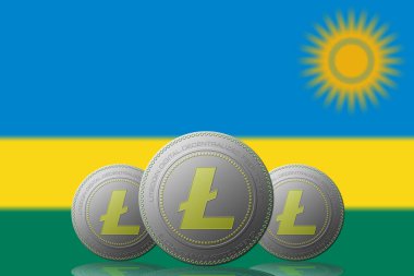 Rwanda bayrağıyla 3 LITECOIN şifreleme.