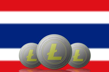 3 Boyutlu LITECOIN Şifreleme Arkaplanda Tayland bayrağı.