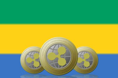 3 Boyutlu İLETİM Arka planda Gabon bayrağı olan üç RIPPLE şifreleme
