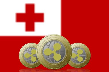 3 Boyutlu İLETİM Arka planda Tonga bayrağı olan üç RIPPLE şifreleme