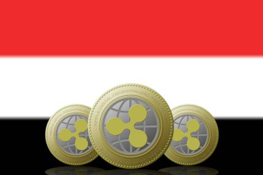 3 Boyutlu İLETİM Arka planda Yemen bayrağı olan üç RIPPLE şifreleme