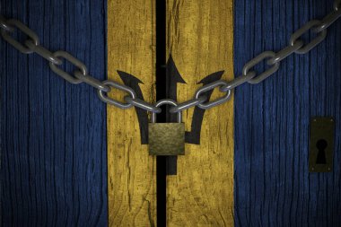 Covid-19 koronavirüs BARBADOS hapsi için karantina altındaki kavramsal bileşim 3d.