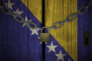 Covid-19 koronavirüs BOSNIA ve HERZEGOVINA hapsetme 3d için karantinaya alınmış kavramsal bileşim.