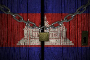 Covid-19 Coronavirus CAMBODIA hapsetme 3d karantinası için kavramsal bileşim.