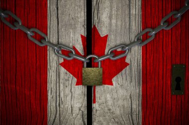 Covid-19 Coronavirus Canada hapsi için karantina altına alınan kavramsal bileşim 3D.