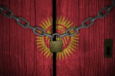 Covid-19 Coronavirus KYRGYZSTAN hapsetme 3D karantinası için kavramsal bileşim.