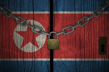 Covid-19 Coronavirus NORTH KOREA hapsetme 3D karantinası için kavramsal bileşim.