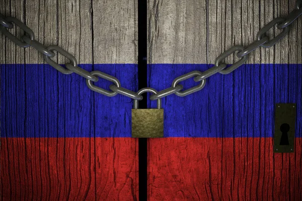 Rusya 'nın covid-19 koronavirüsünü hapsetmek için karantinaya alınan kavramsal bileşim 3D.