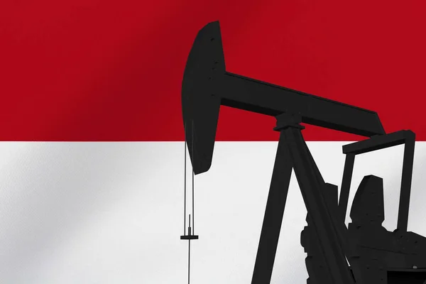 Mooie Pompjack Olie Extractie Met Indonesië Vlag Render — Stockfoto