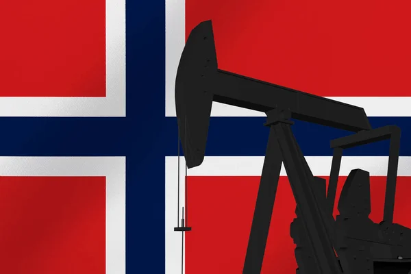 Nice pumpjack oil extraction with the Norway flag 3d render.