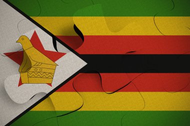 Kriz ve entegrasyon kavramının bileşimi Zimbabwe FLAG PUZLE 3D RENDER