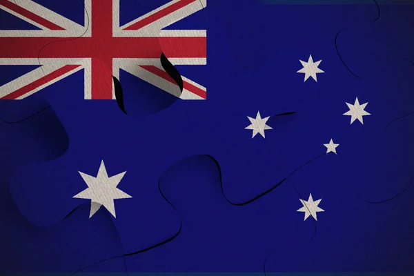 Склад Концепції Кризи Інтеграції Країни Австралія Flag Painted Puzle Render — стокове фото