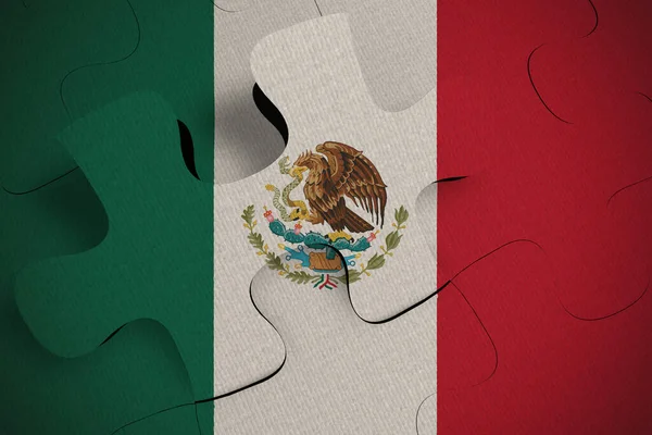 Kriz ve entegrasyon kavramının bileşimi Meksika FLAG 'ın PUZLE 3D RENDER' a Oluşturduğu