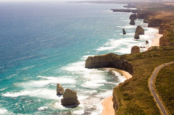 Vacker Flygfoto Tolv Apostlar Port Campbell National Park Victoria Australien — Stockfoto