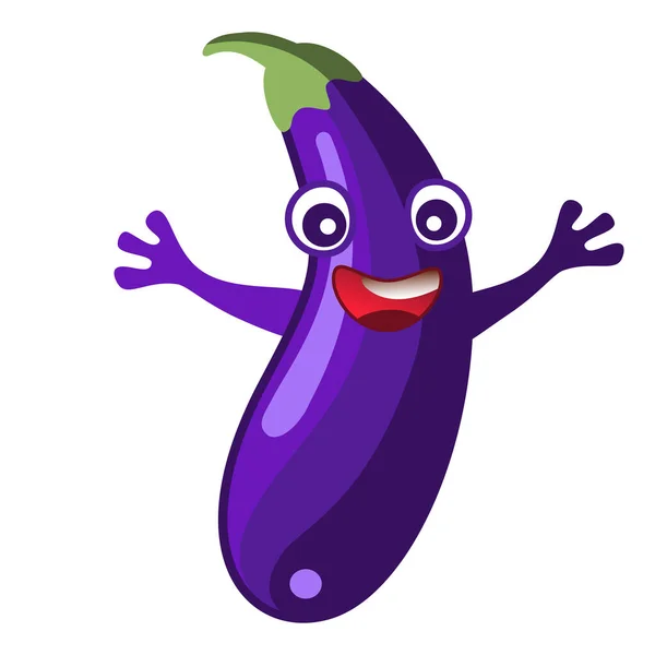 Cartoon eggplant character on white background — Stock Photo, Image