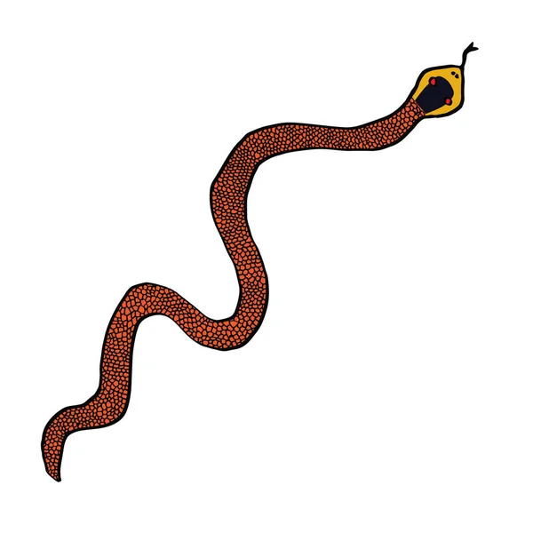 Simple drawing orange snake with yellow head — Stock Photo, Image