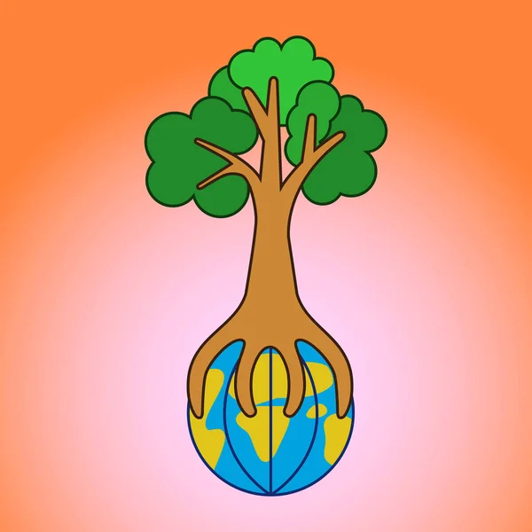 Ağaç gezegenin köklerini sarmış.