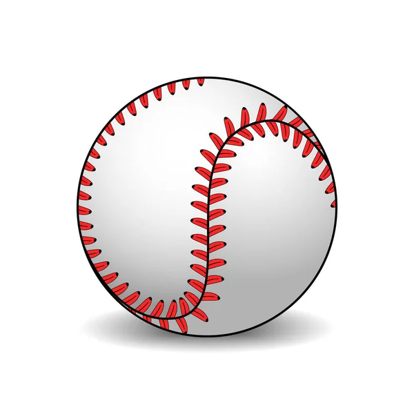 Illustrazione Vettoriale Isilata Palla Baseball Pelle Sfondo Bianco Con Ombra — Vettoriale Stock