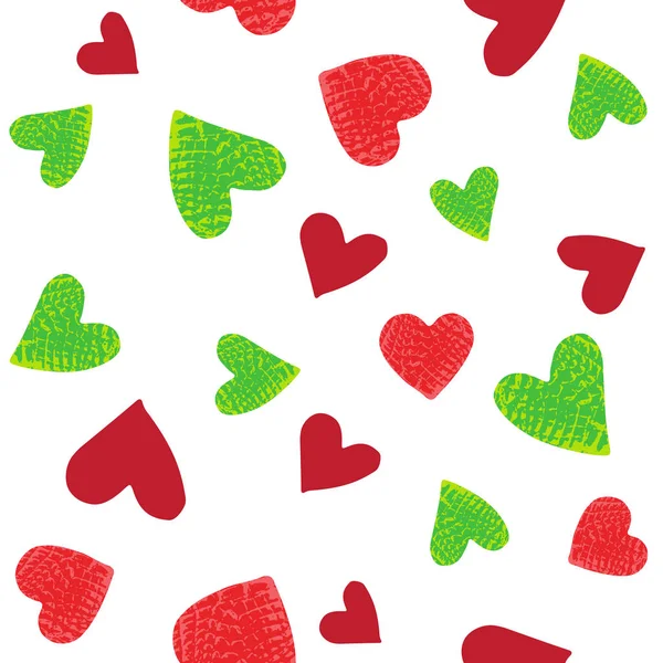 Seamless Pattern Grunge Valentines Hearts Design Element Wallpaper Wrapping Paper — Stock Vector