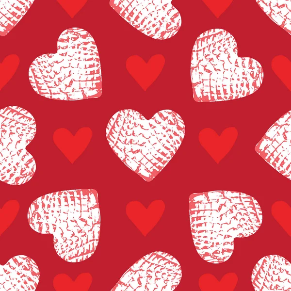 Seamless Pattern Grunge Valentines Hearts Design Element Wallpaper Wrapping Paper — Stock Vector