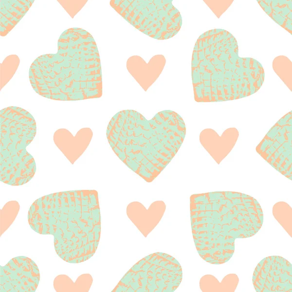 Seamless Pattern Grunge Valentines Hearts Design Element Wallpaper Wrapping Paper — Stock Vector