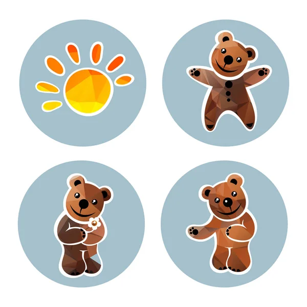 Cartoon Cute Bears Sun Design Element Wrapping Paper Textile Print — Stock Vector