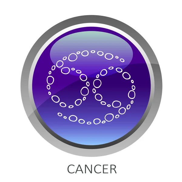 Tombol Ungu Ultra Dengan Tanda Zodiak Kanker Diisolasi Pada Latar - Stok Vektor