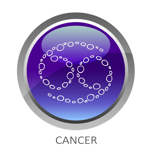 Botón Ultravioleta Con Signo Del Zodíaco Cáncer Aislado Sobre Fondo — Archivo Imágenes Vectoriales