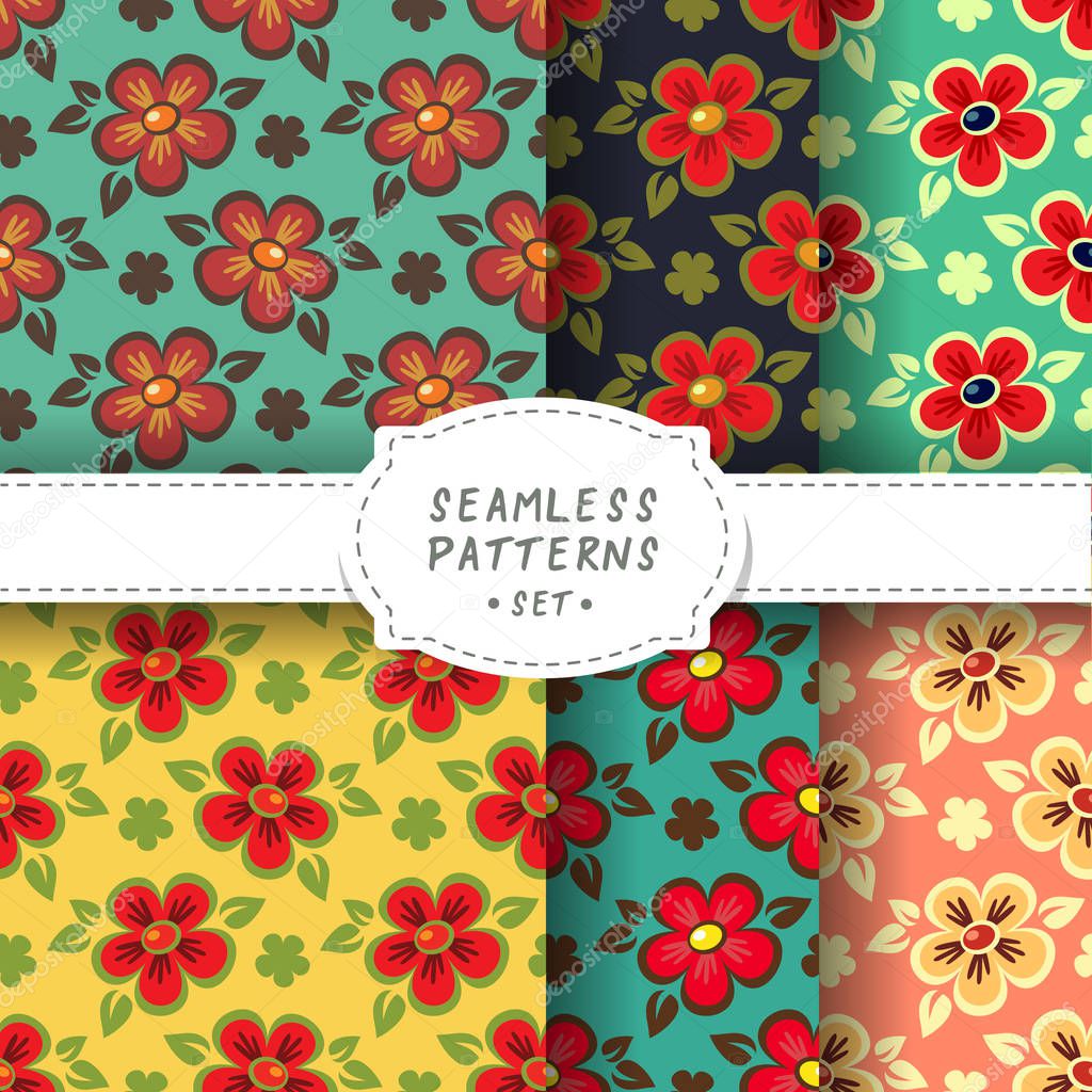 Seamless backgrounds set with abstract pattern. Design element for wallpaper, wrapping paper, textile prints and etc.