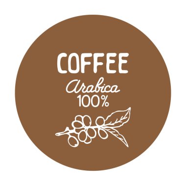 Daire kare beyaz arka plan üzerinde izole kahve Şubesi ile. Tasarım öğesi Cafe menü veya posterler için.