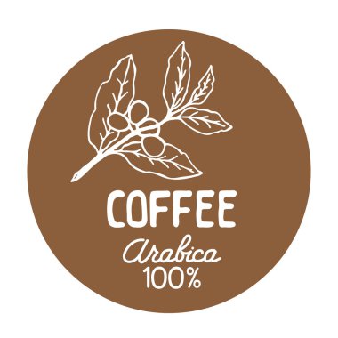 Daire kare beyaz arka plan üzerinde izole kahve Şubesi ile. Tasarım öğesi Cafe menü veya posterler için.