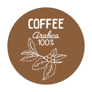 Daire kare beyaz arka plan üzerinde izole kahve Şubesi ile. Tasarım öğesi Cafe menü veya posterler için.