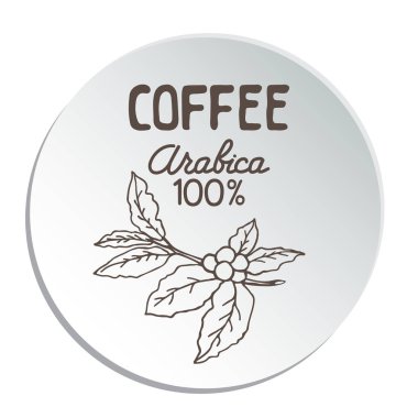 Daire kare beyaz arka plan üzerinde izole kahve Şubesi ile. Tasarım öğesi Cafe menü veya posterler için.