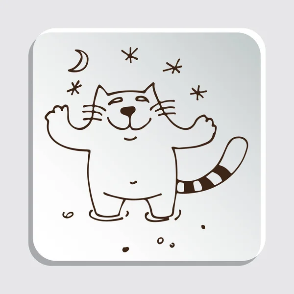 Lindo Gato Garabato Aislado Sobre Fondo Blanco Elemento Diseño Para — Vector de stock