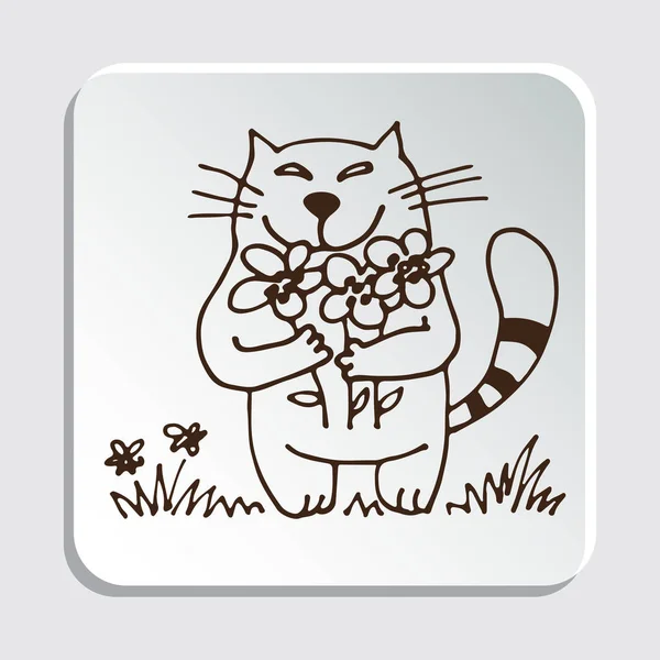 Roztomilý Doodle Kočka Izolovaných Bílém Pozadí Designový Prvek Pro Samolepky — Stockový vektor