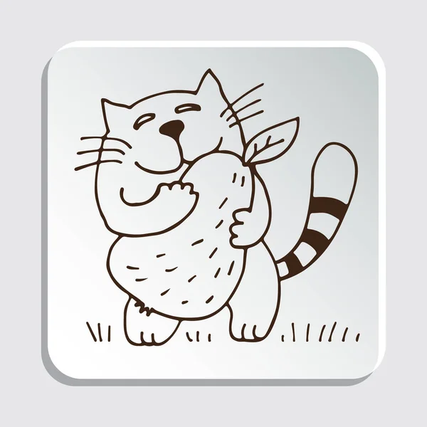 Cute Doodle Cat Isolated White Background Design Element Stickers Magnets — Stock Vector