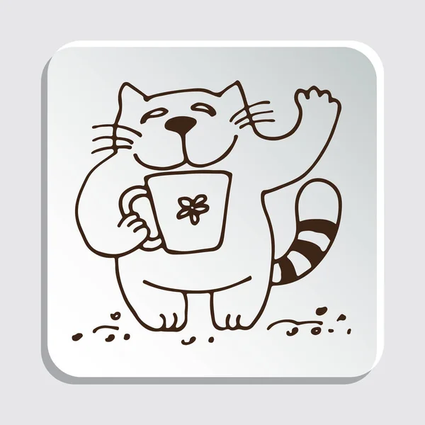 Cute Doodle Kat Geïsoleerd Een Witte Achtergrond Ontwerpelement Voor Stickers — Stockvector