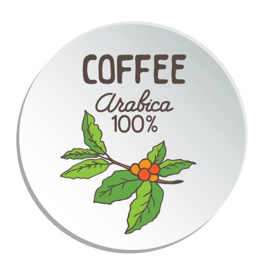 Daire kare beyaz arka plan üzerinde izole kahve Şubesi ile. Tasarım öğesi Cafe menü veya posterler için.