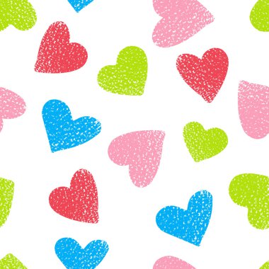 Grunge Sevgililer kalpler seamless modeli. Tasarım öğesi başlık sayfası veya hediye kaydırma için. Romantik illüstrasyon.