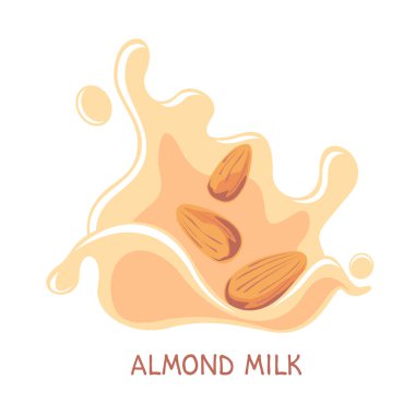 Badem ve beyaz arka plan üzerinde izole süt. Organik Gıda ve sağlık gıda sembolleri.