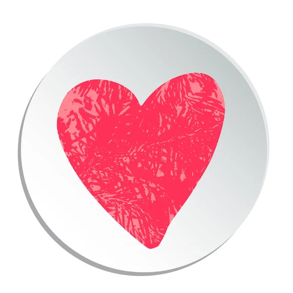 Circle Frame Mit Grunge Valentines Herz Isoliert Auf Weißem Hintergrund — Stockvektor