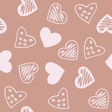 Soyut seamless modeli el ile kalpleri çizilmiş. Sevgililer günü illüstrasyon. Tasarım hediye sarma ping kağıt, tekstil baskı ve romantik dekorasyon için.