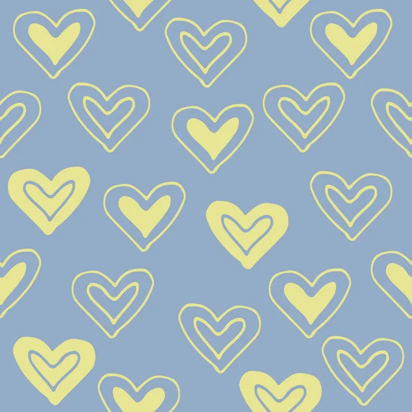 Abstracte Naadloze Patroon Met Hand Getrokken Harten Valentijnsdag Illustratie Ontwerp — Stockvector