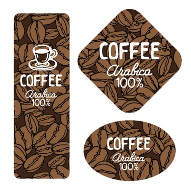 Beyaz arka plan üzerinde izole kahve etiketleri kümesi. Tasarım öğeleri için kahve evi ya da kahve dükkanı. Kahve kavanozları için şablon.