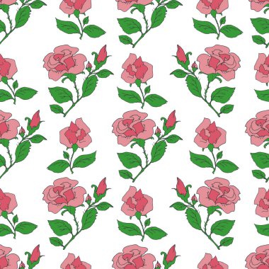 Elle çizilmiş güller seamless modeli. Öğe hediye paketi, tekstil baskı, duvar kağıdı ve kağıt sarma için Tasarla.