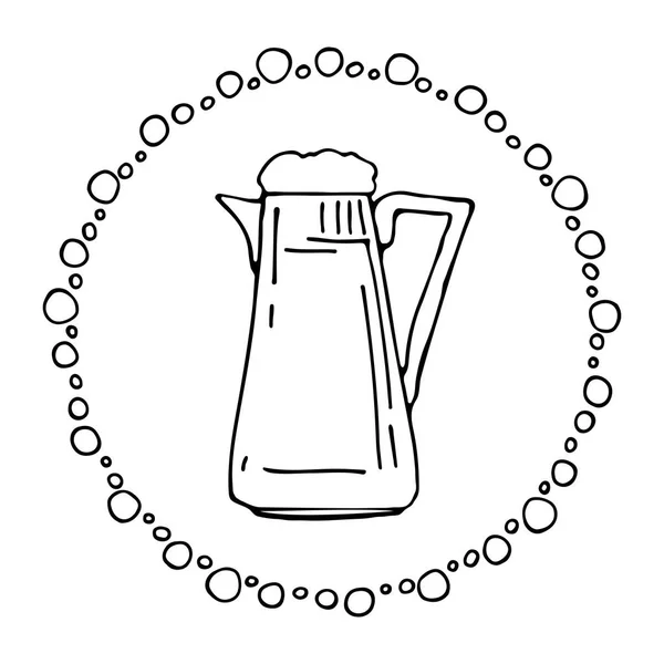 Szklanka Piwa Ręcznie Rysowane Białym Tle Projektowanie Elementu Piwne Menu — Wektor stockowy