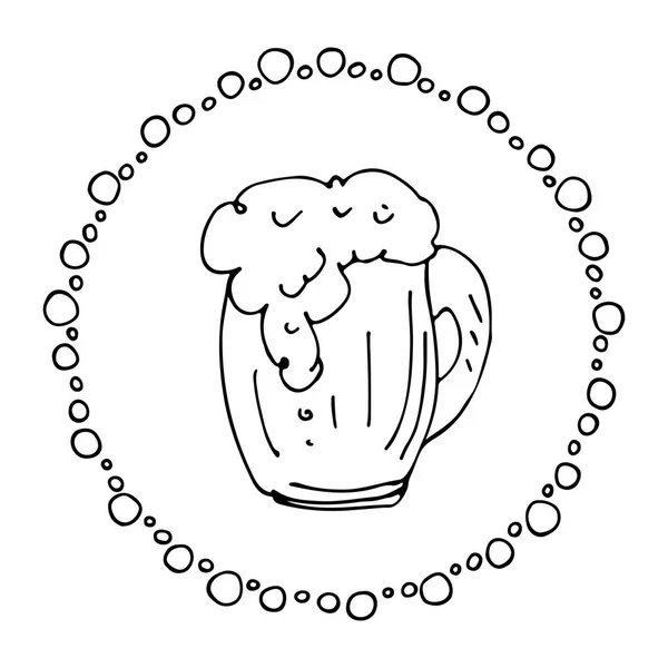 Handgezogener Bierkrug Isoliert Auf Weißem Hintergrund Design Element Bierkarte Für — Stockvektor