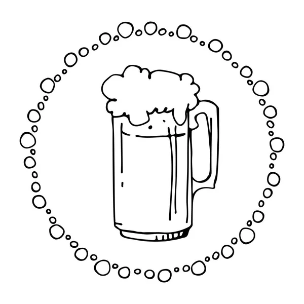 Ручной Рисунок Кружку Пива Изолированы Белом Фоне Дизайн Элемента Меню — стоковый вектор