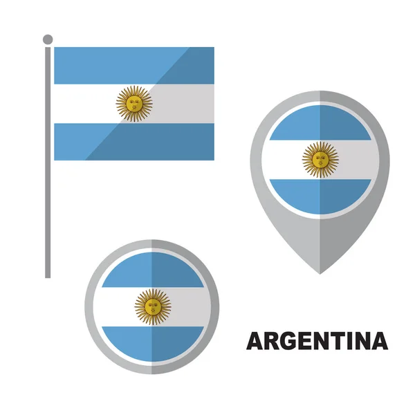 Drapeau Argentin Pointeur Carte Isolés Sur Fond Blanc Symbole National — Image vectorielle