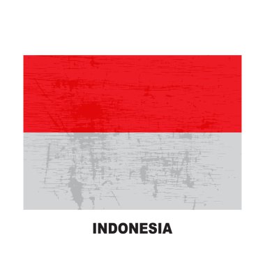 Beyaz arka plan üzerinde izole Endonezya bayrağı ve harita işaretçi. Endonezya Cumhuriyeti Ulusal sembolü. Vektör düz tasarım koleksiyonu.
